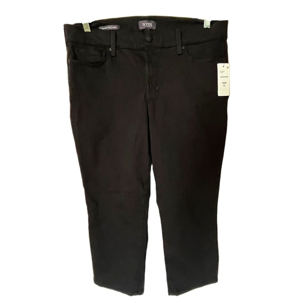 NYDJ Womens Black Marilyn Capri Jeans Cuffed Tummy-Control